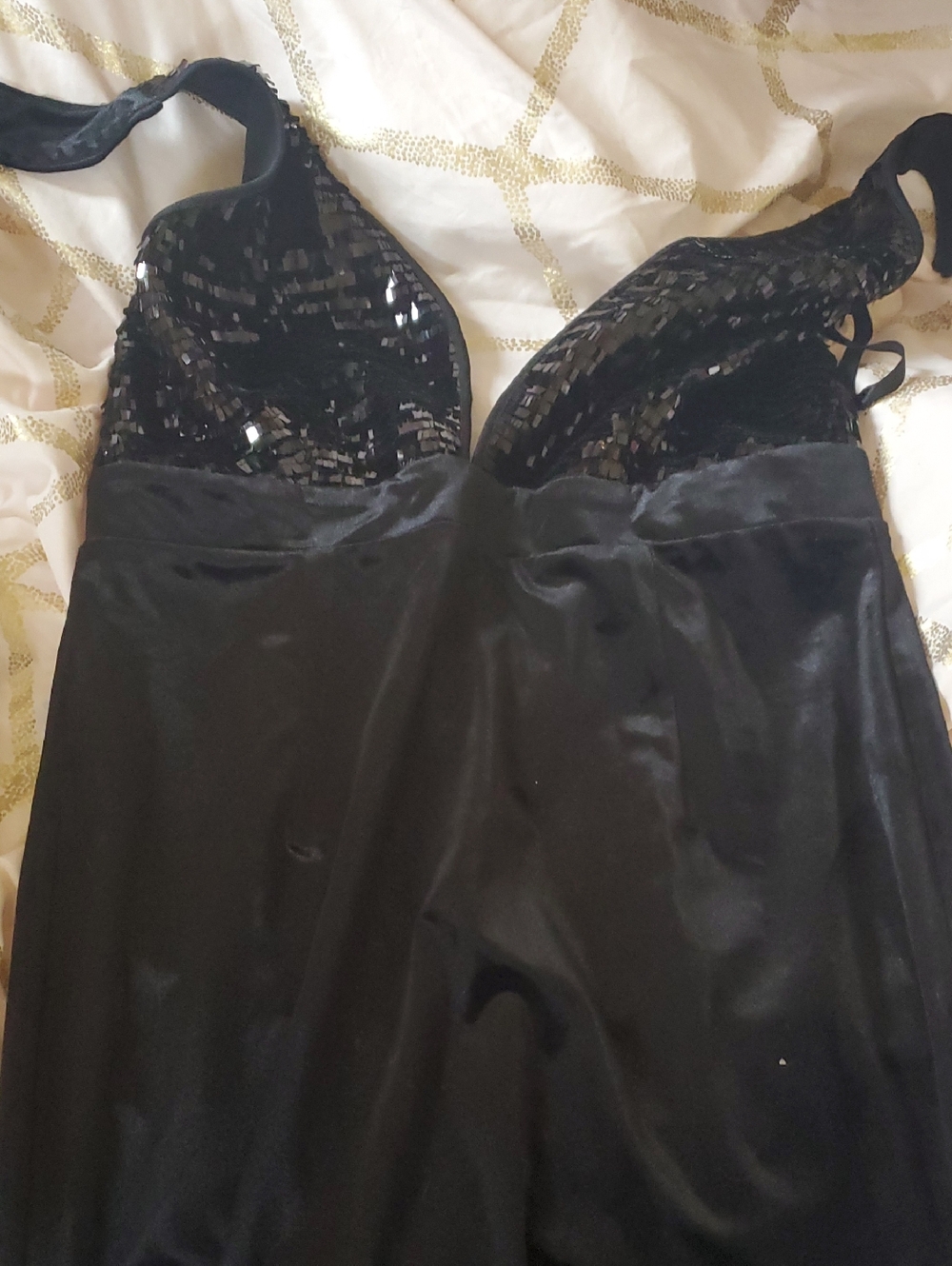 Venus Black Sequin Satin Slip Nightgown - Women Intimates